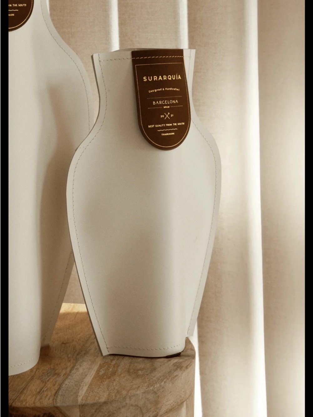 White Leather Vase - New